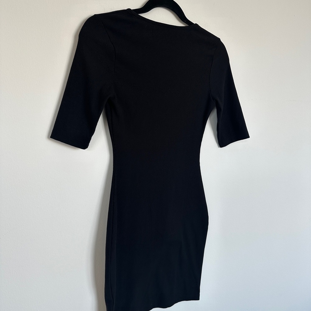 Fore Womens Crystal Ladder Stitch Mini Sweater dress in Black Size XS - Picture 5 of 8